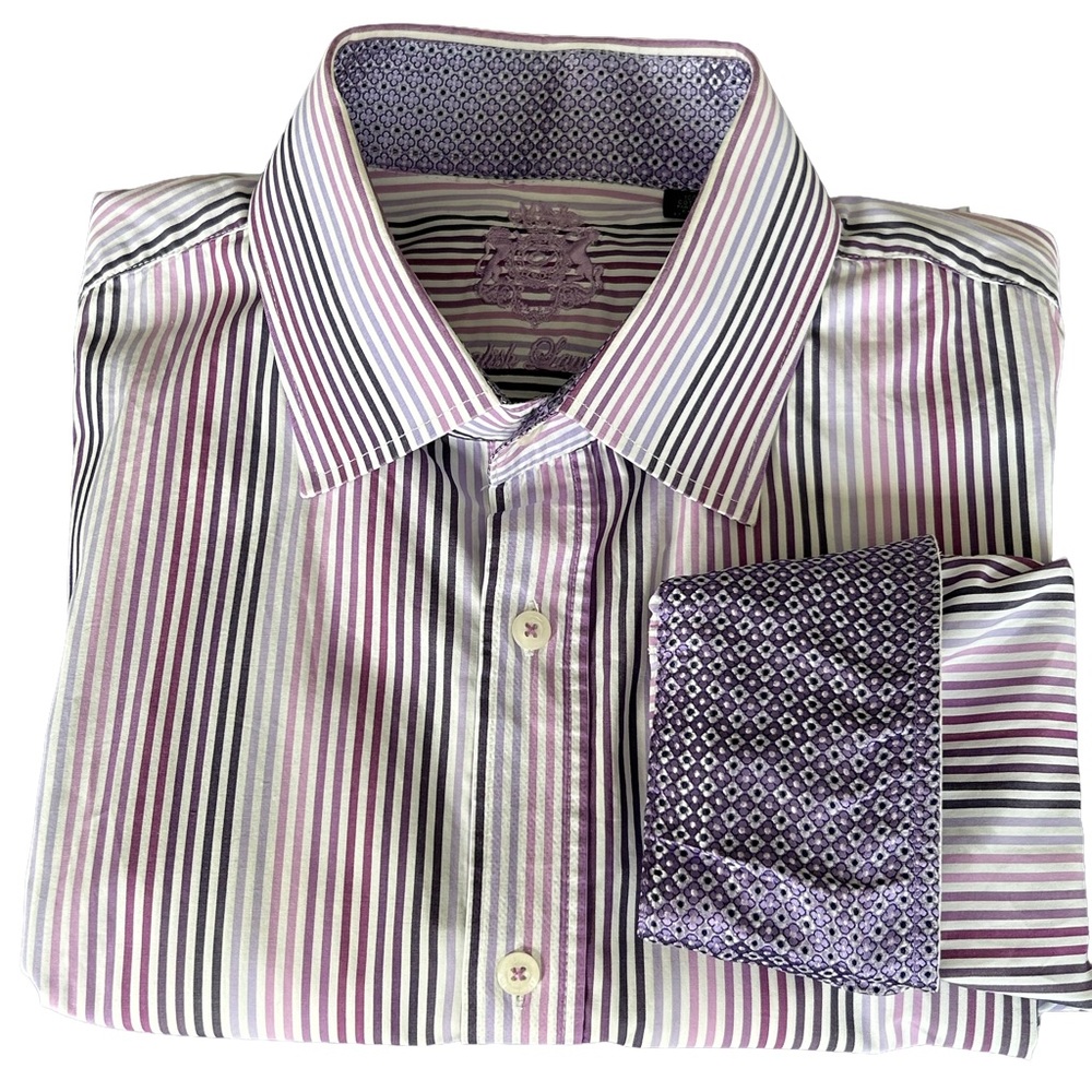 English Laundry Flip Cuff Striped Dress Shirt -